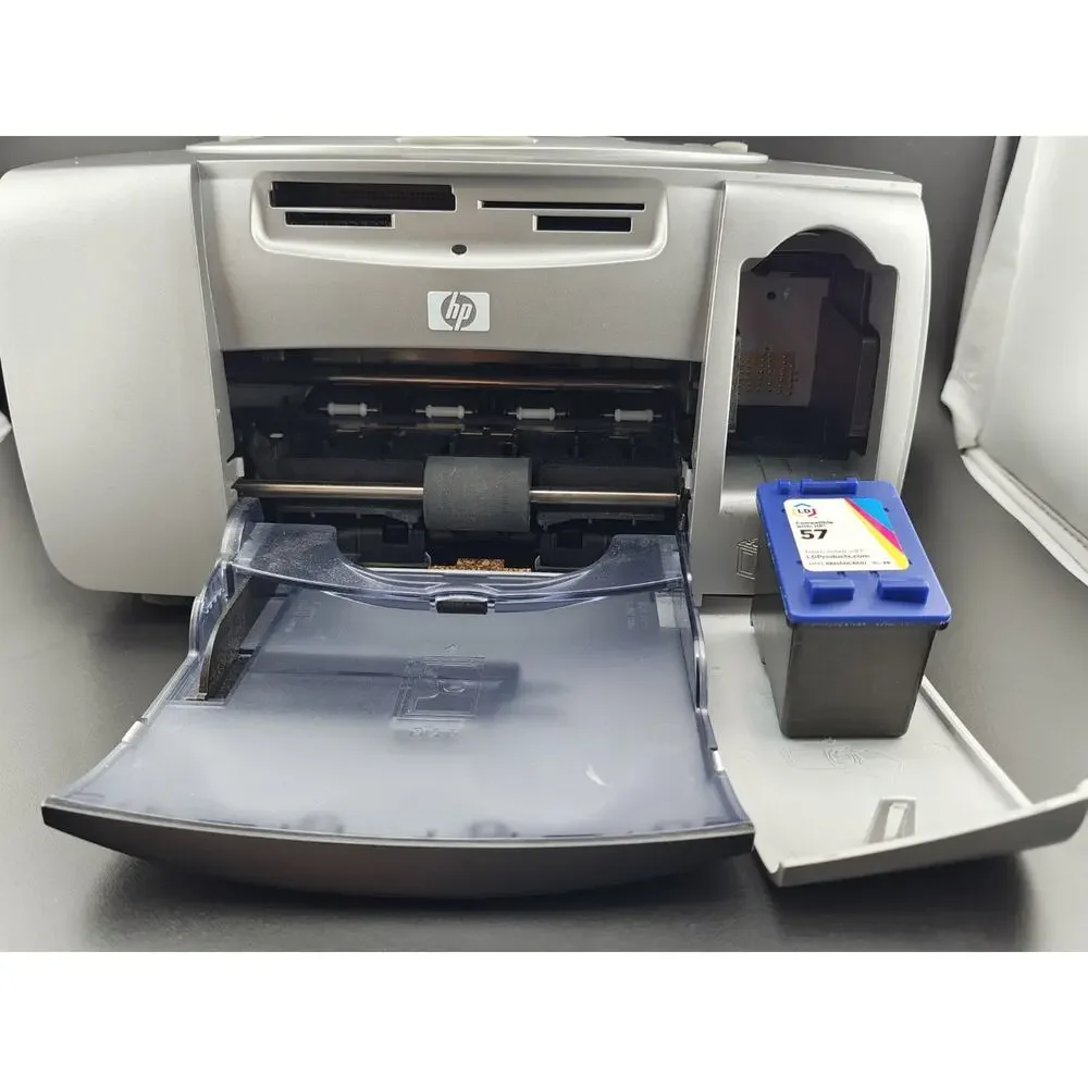 HP Photosmart 130 Compact Photo Printer Tested Working Bundle New Ink Cartridge